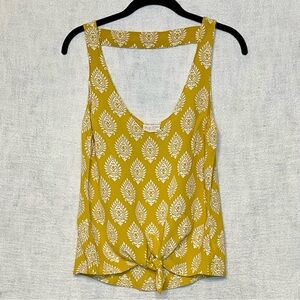 LUCY LOVE Women’s Yellow Tie Front Open Back Tank Top Blouse Sz XS